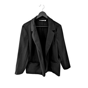 Croft & Barrow Womens XL Black Open Front Comfort Blazer Notched Lapel Stretch